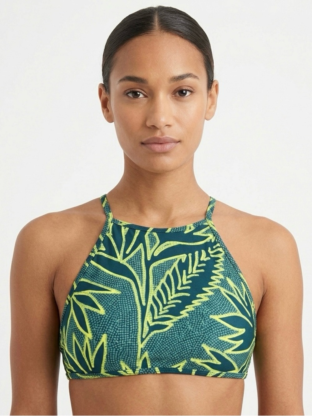 Aerie Bird of Paradise High Neck Halter Bikini Top Tropical Teal M